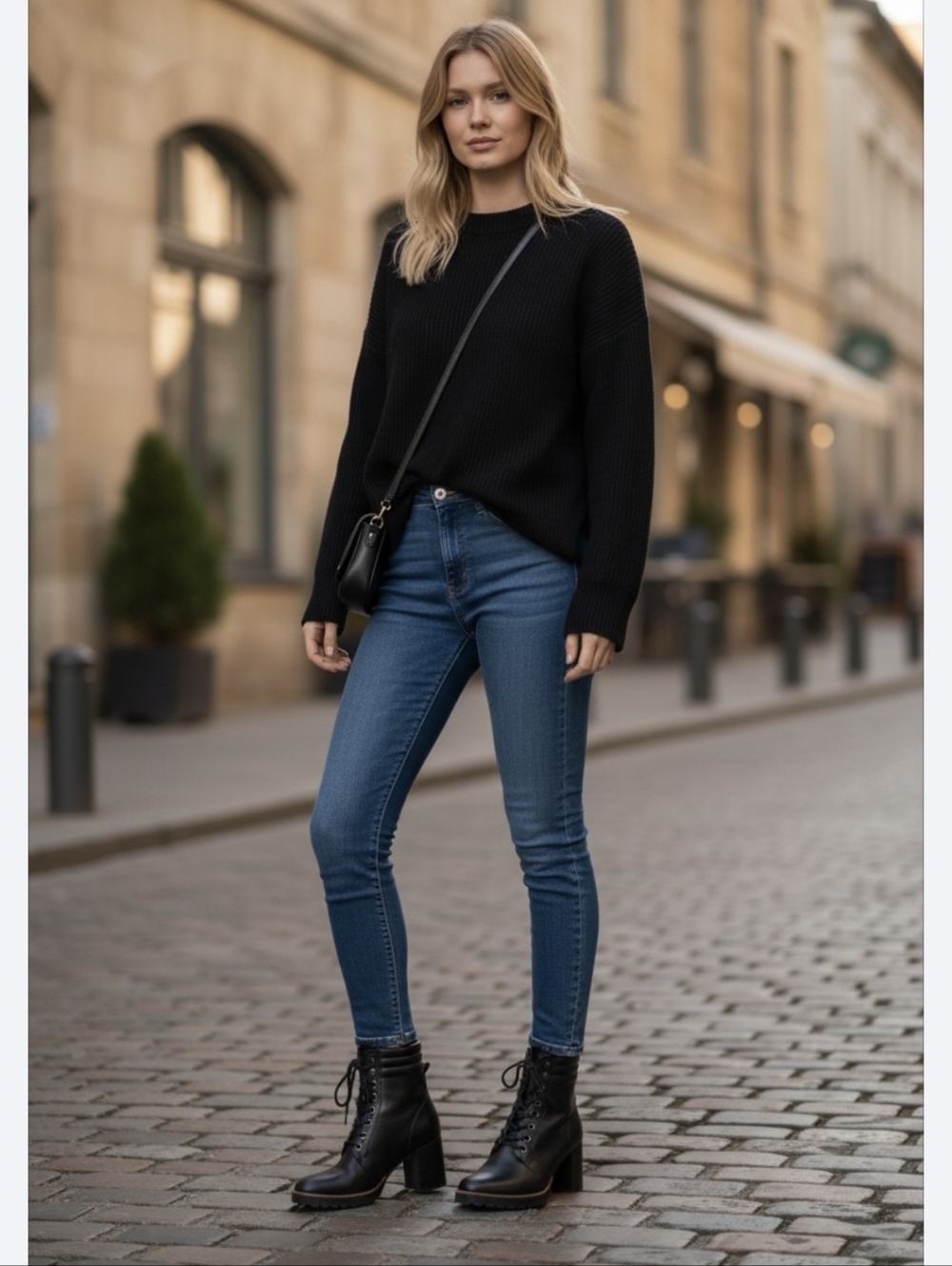 Naturalizer Black Lace-Up Block Heel Ankle Boots